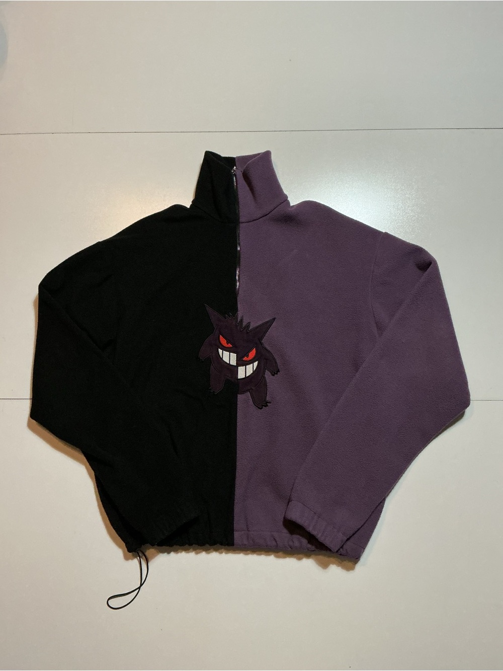 An-Appendage Pokémon Gengar Pile Fleece Purple Black 1/4 Zip Pullover Jacket